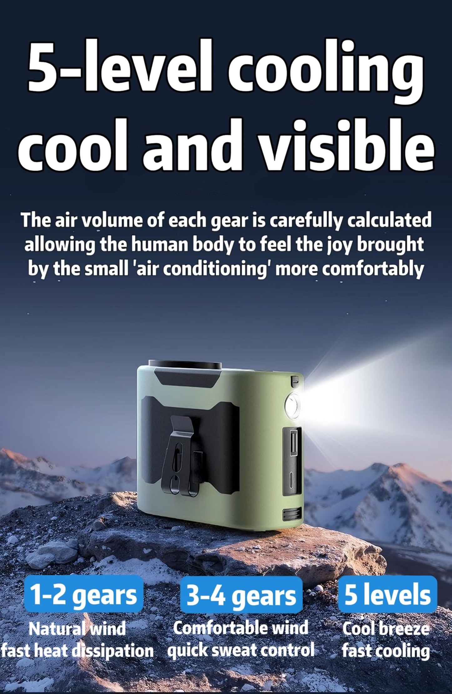 IXI MEGA Portable waist hanging portable air conditioning fan - designed for outdoor workers cooling artifact,10000 mah 40 hours long battery life