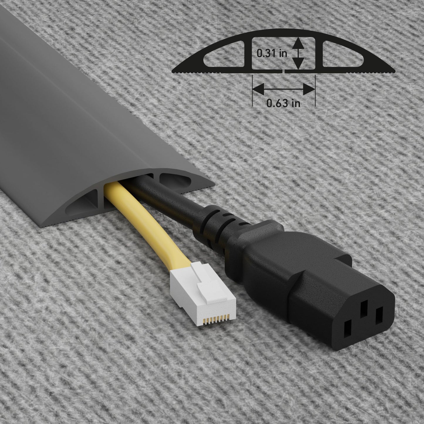 D-Line 30ft Floor Cord Cover, Floor Cable Protector, Extension Cord Cover, Protect Wires & Prevent Cable Trips, Cable Management Solution - Cord