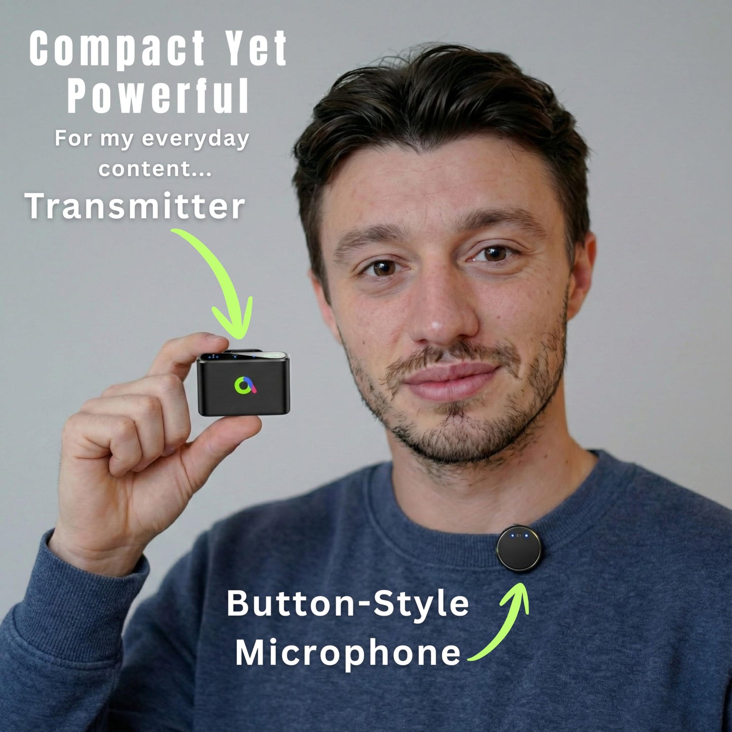 XR Magnetic Wireless Lavalier Microphone Long Range for iPhone/Android/PC 1-Click Noise Reduction 34H Case+Mic Battery, Hi-Fi Audio, YouTube, Social