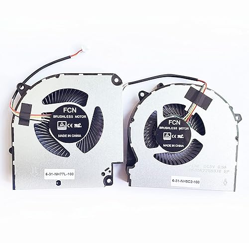 Fleshy Leaf CPU+GPU Cooling Fan Replacement for Hasee G7-CT5NA G7-CT7NA Z8-CT7NA Z8-CT7NT Z8-CR7N1 6-31-NH5C2-100 6-31-NH77L-100 DFS5M325063B1N FLHJ