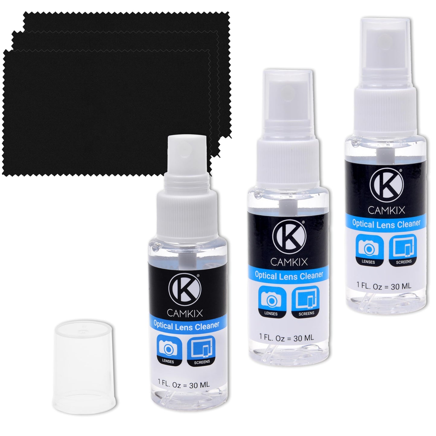 Lens and Screen Cleaning Kit - 3X Cleaning Spray, 3X Microfiber Cloth - Perfect to Clean The Lens of Your DSLR Camera (3 Bottles)