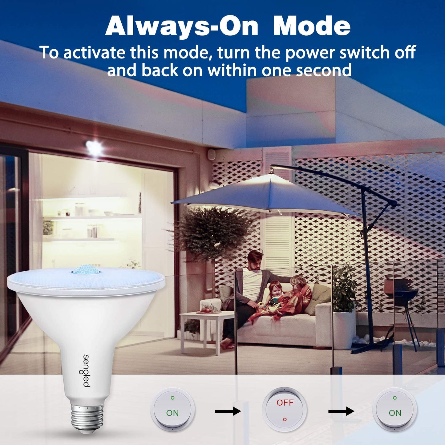 Sengled Motion Sensor Flood Lights Outdoor Dusk to Dawn Security Light Bulbs, E26 Base PAR38 Motion Activated 5000K Daylight, 1500LM, Waterproof LED