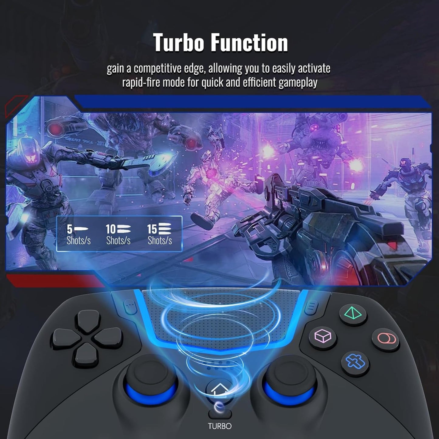 citnh Wireless Controller for PS5, Compatible With PS5/Pro/Slim/PC, Bluetooth Gaming Controller with Hall Joysticks/LED Channel Light/Turbo/6-Axis