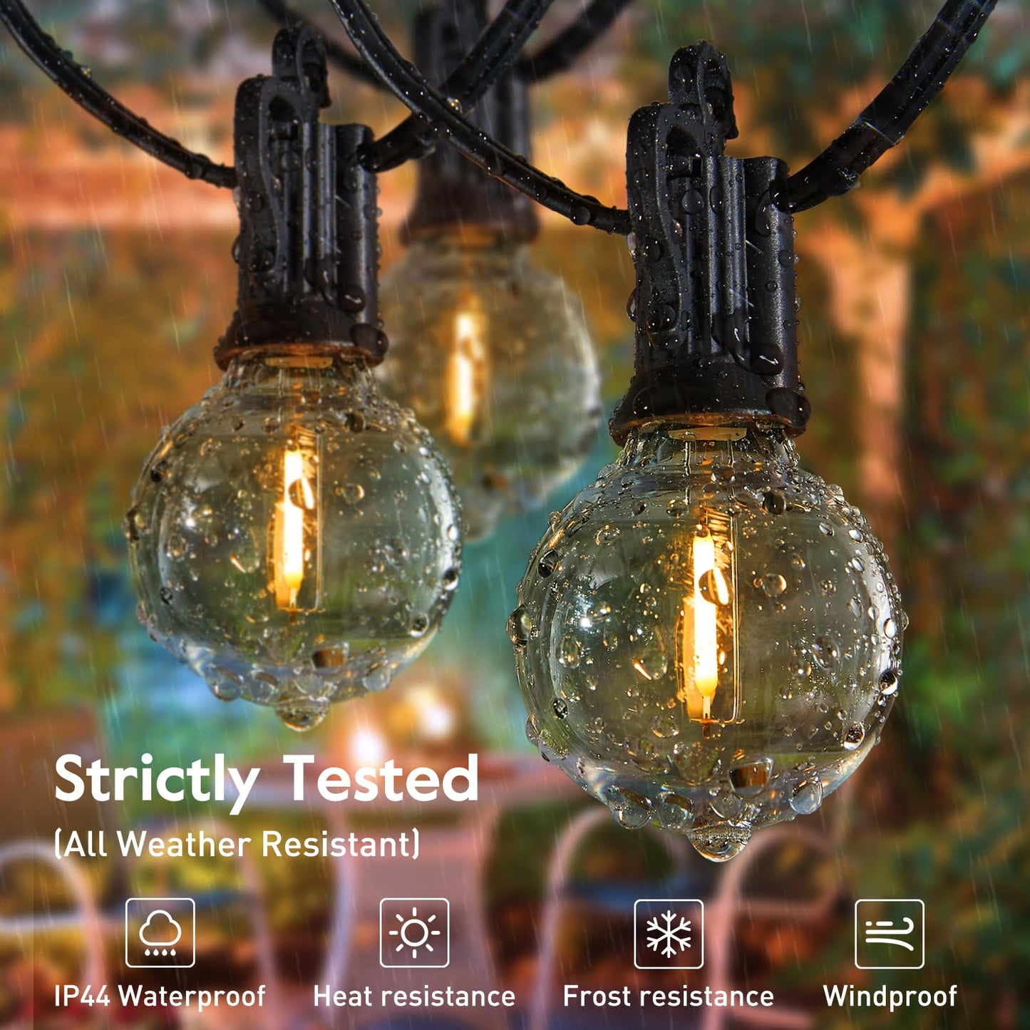 Brightown Outdoor String Lights - Waterproof Globe Patio Lights 35 Ft with 30 G40 Shatterproof LED Bulbs, Connectable Commercial Hanging Light