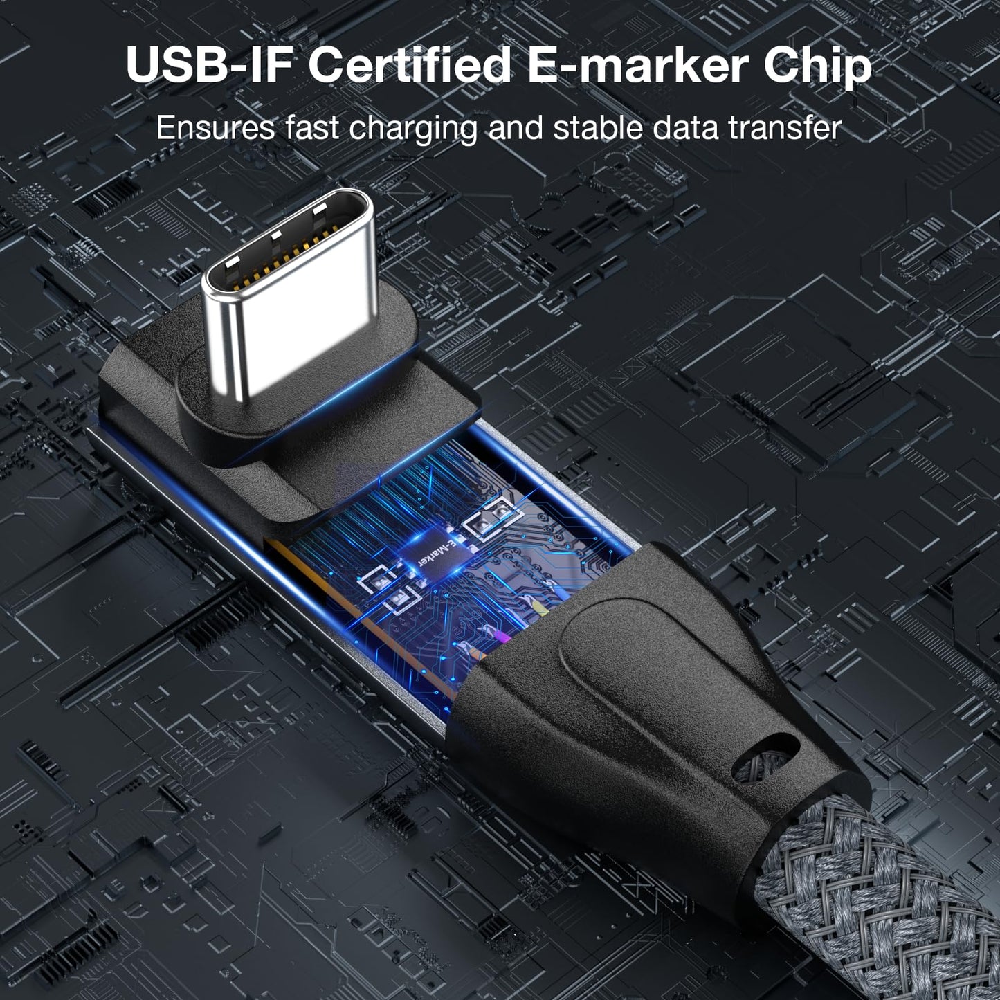 USB C to USB C Cable Right Angle 20Gbps Data Transfer 4K@144Hz/60Hz Video Cable 100W Fast Charging High Speed 90 Degree USB C 3.2 Gen2x2 Compatible