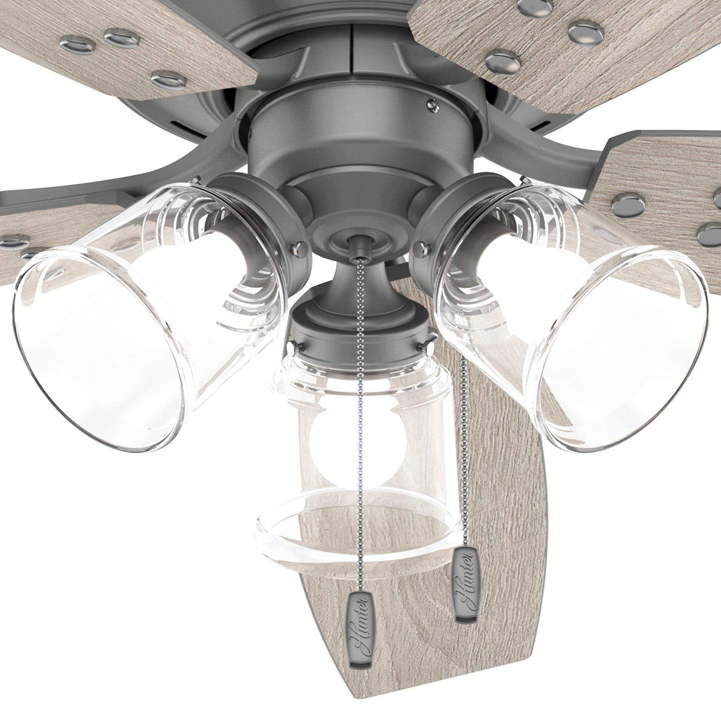 Hunter Fan 52 inch Casual Matte Silver Indoor Ceiling Fan with LED Light Kit and Pull Chain (Renewed)