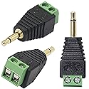 GELRHONR 3.5mm Mono Male to 2 Pin Screw Terminal, 1/8 Inch Stereo TS Audio Plug Screw Block Solderless Balun Connectors for Headphone Headset