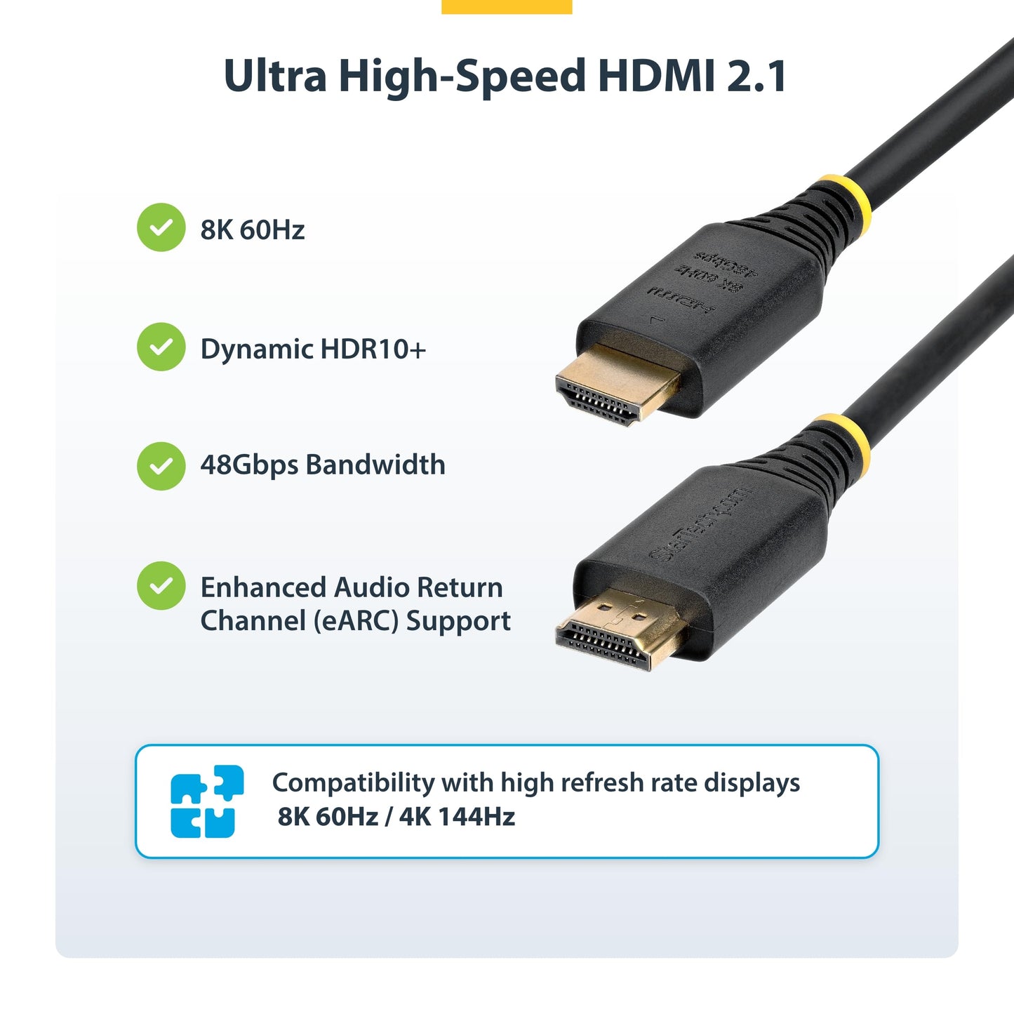 StarTech.com 6ft (1.8m) Certified Ultra High Speed HDMI Cable, 8K 60Hz/4K 120Hz, HDMI 2.1 Cord with HDR10+ / eARC, 48Gbps