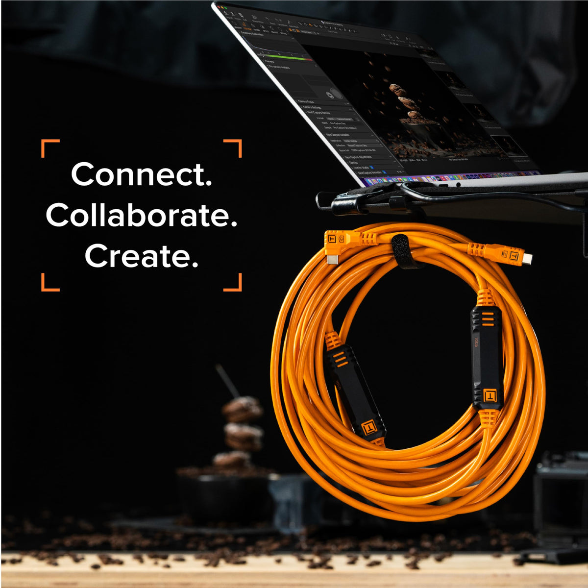 Tether Tools TetherPro Optima 10G USB-C Exclusive Data Transfer, 3’ (1m) Straight to Straight Cable - Orange