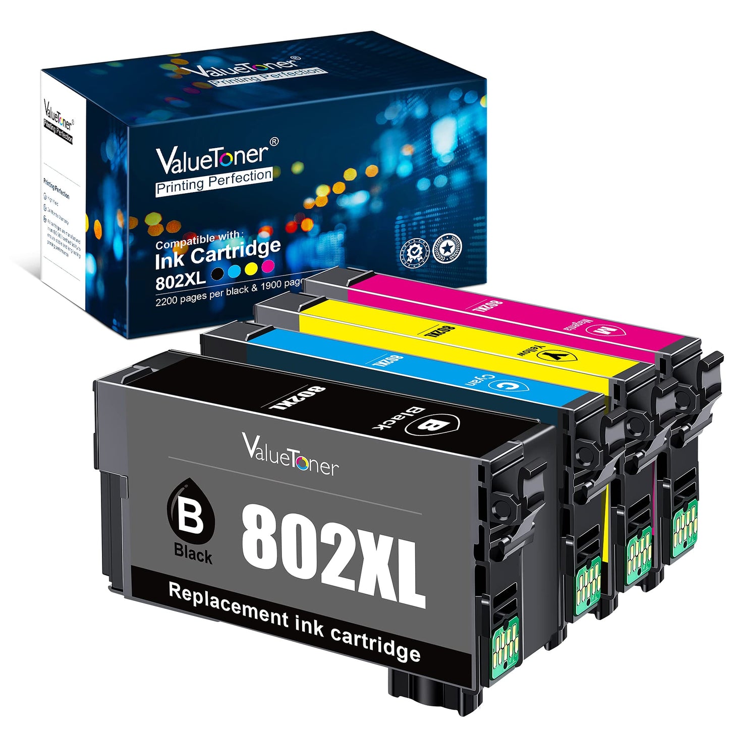 Valuetoner Remanufactured Ink Cartridge Replacement for Epson 802 802XL to use with Workforce Pro WF-4720 WF-4730 WF-4734 WF-4740 EC-4020 EC-4030