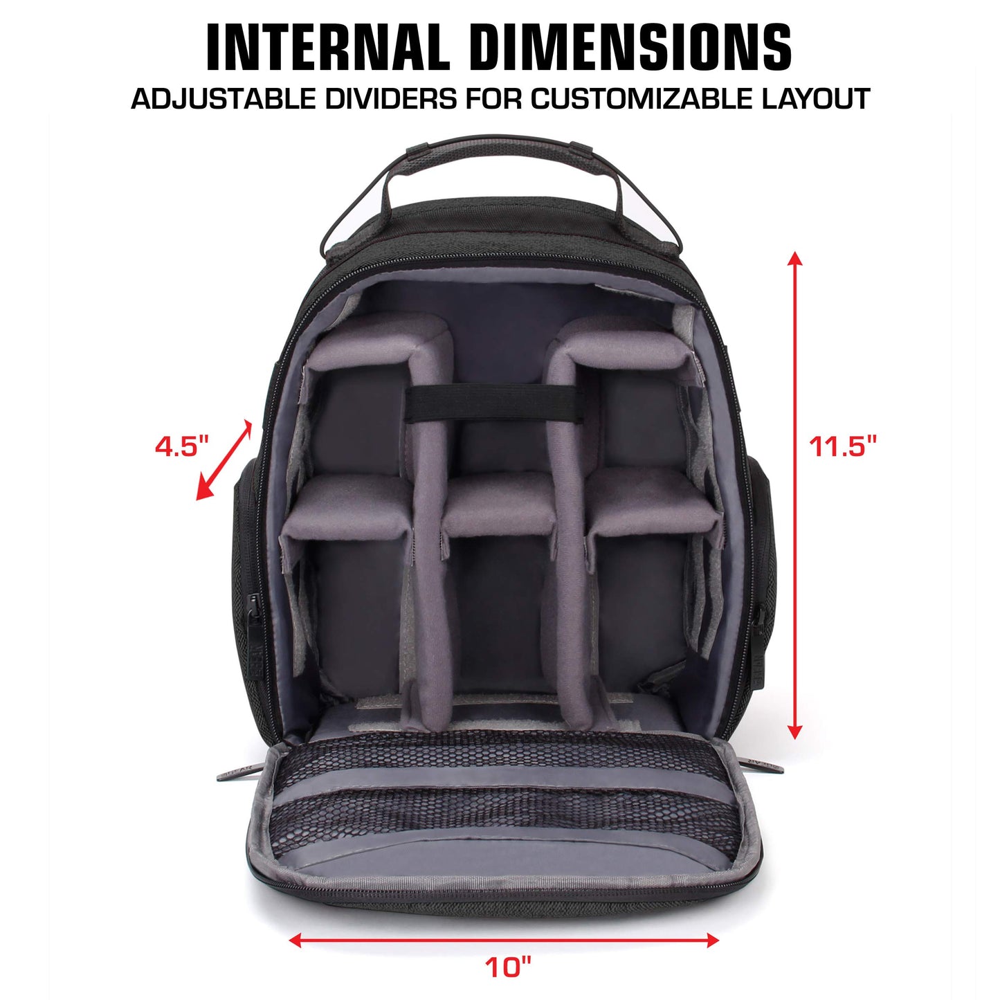 USA Gear Portable Camera Backpack for DSLR with Customizable Accessory Dividers, Weather Resistant Bottom and Comfortable Back Support - Compatible