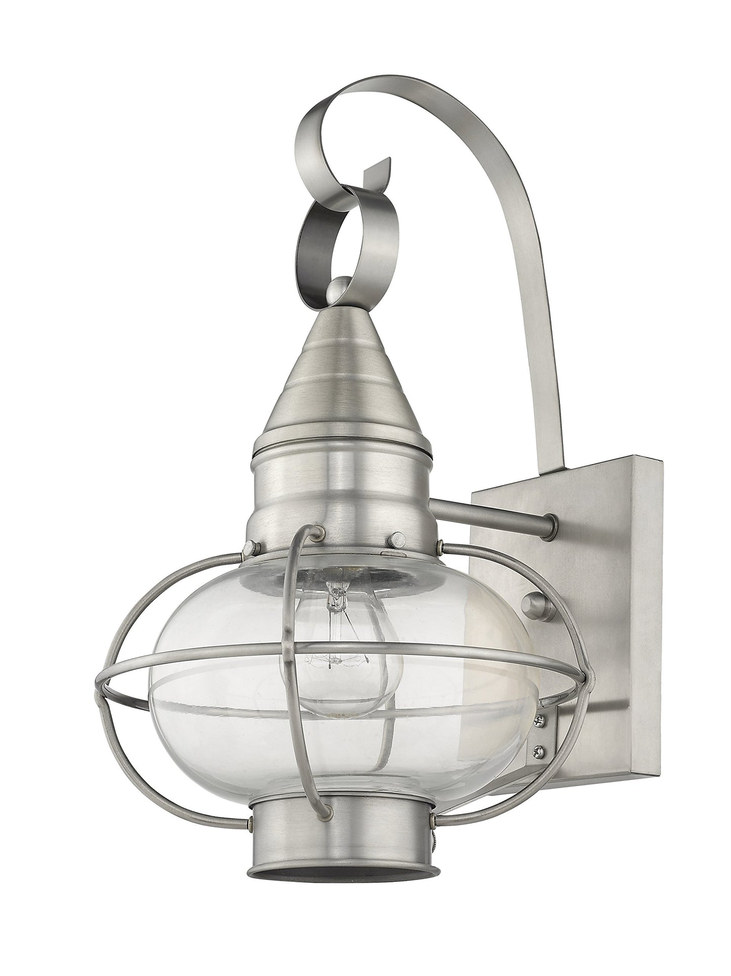 Livex Lighting 26901-91 Transitional One Light Outdoor Wall Lantern from Newburyport Collection in Pwt, Nckl, B/S, Slvr. Finish, Brushed Nickel