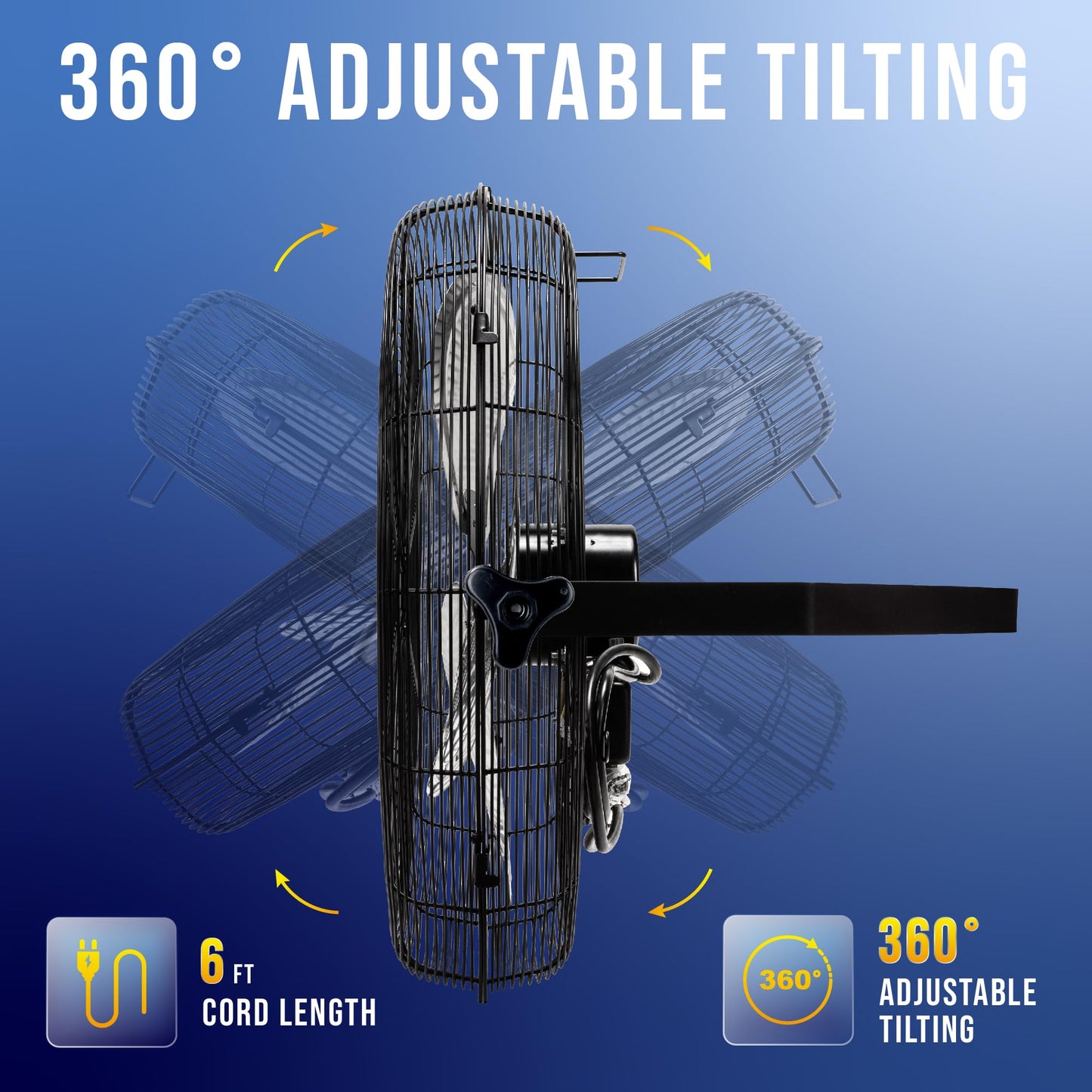 Tornado - 18 Inch High Velocity Industrial Wall Fan with TEAO Enclosure Motor - 4000 CFM - 3 Speed - 6.5 FT Cord - Industrial, Commercial, Residential