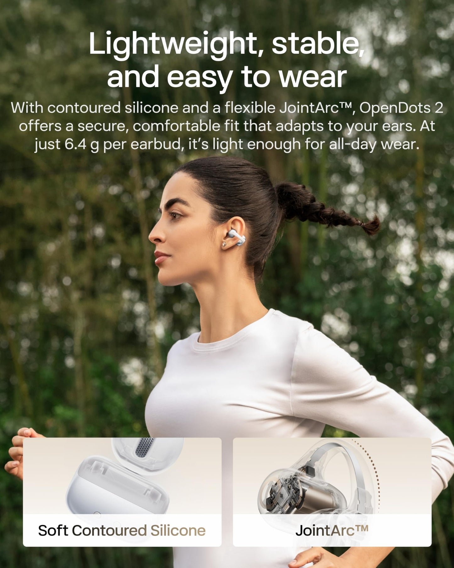 SHOKZ OpenDots 2 Open-Ear Clip-On Earbuds, Grey, Dolby Audio, 3 Mics