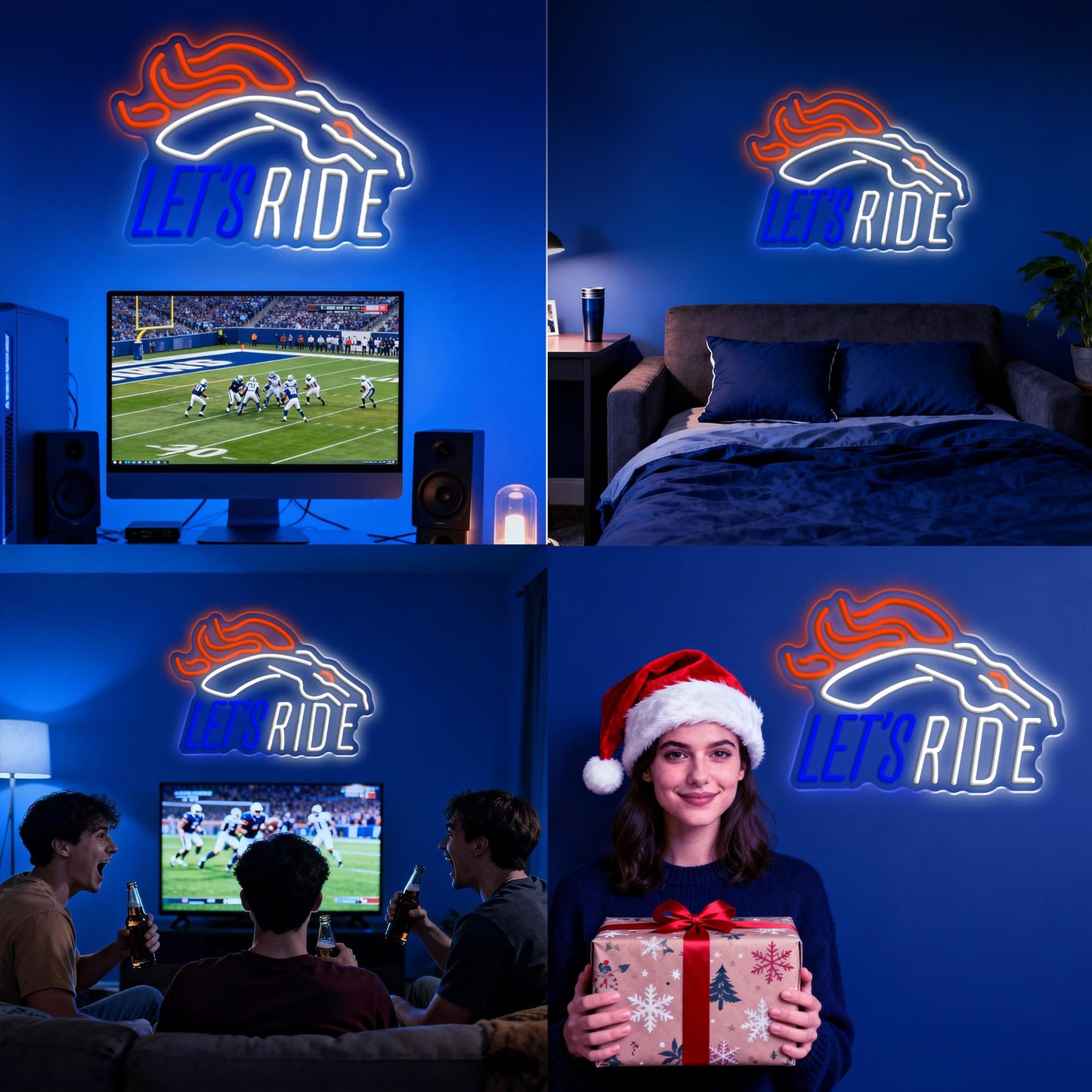 Football Team Neon Sign, Cool Dimmable Light Up Led Football Team Sign Merch Logo Hanging USB Powered for Wall Decor, Man Cave, Bedroom, Game Room