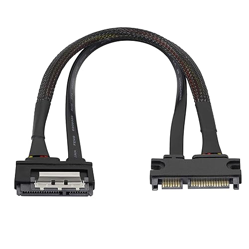GELRHONR 22Pin SATA Power Extension Cable,22 Pin?7+15? Sata Male to Female Data and Power Combo Extension Cable with Locking Latch,for HDD,SSD,Optical
