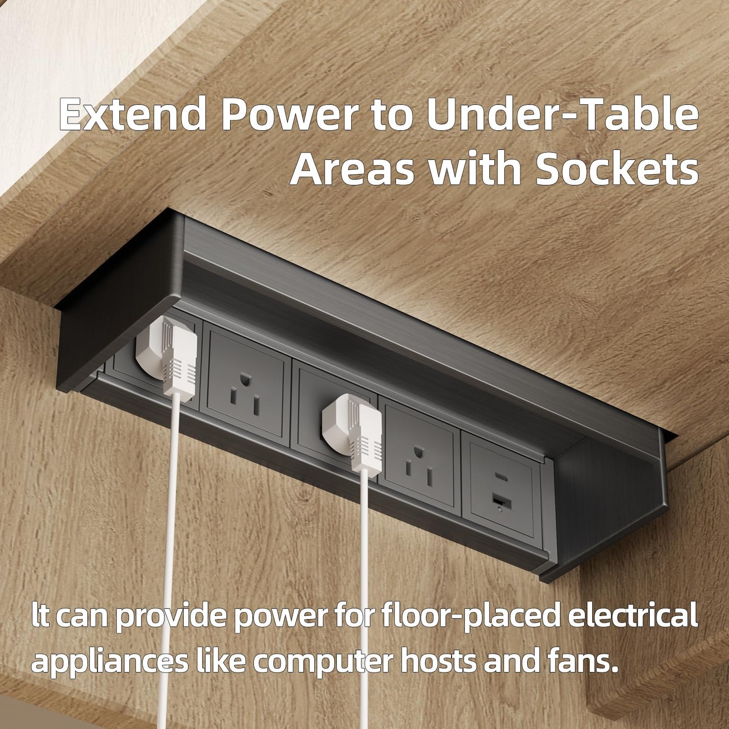 DEMER Conference Table Power Outlet PD18W Type-C Fast Charging Table Hub Connection Box with 4AC Outlets and USB Port for Conference Room Kitchen