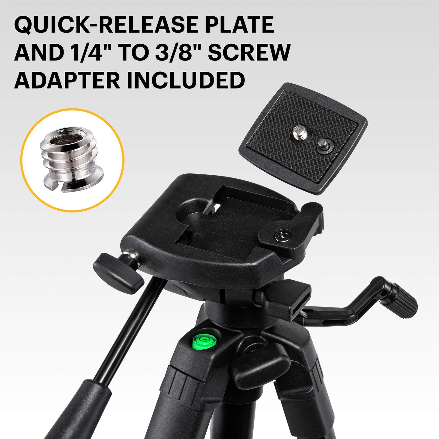 Kodak PhotoGear 62" Tripod with Remote | Compact 3-Section Flip-Lock Aluminum Tripod Adjusts 22”-62”, QuickRelease Plate, Smartphone Adapter & 1/4”