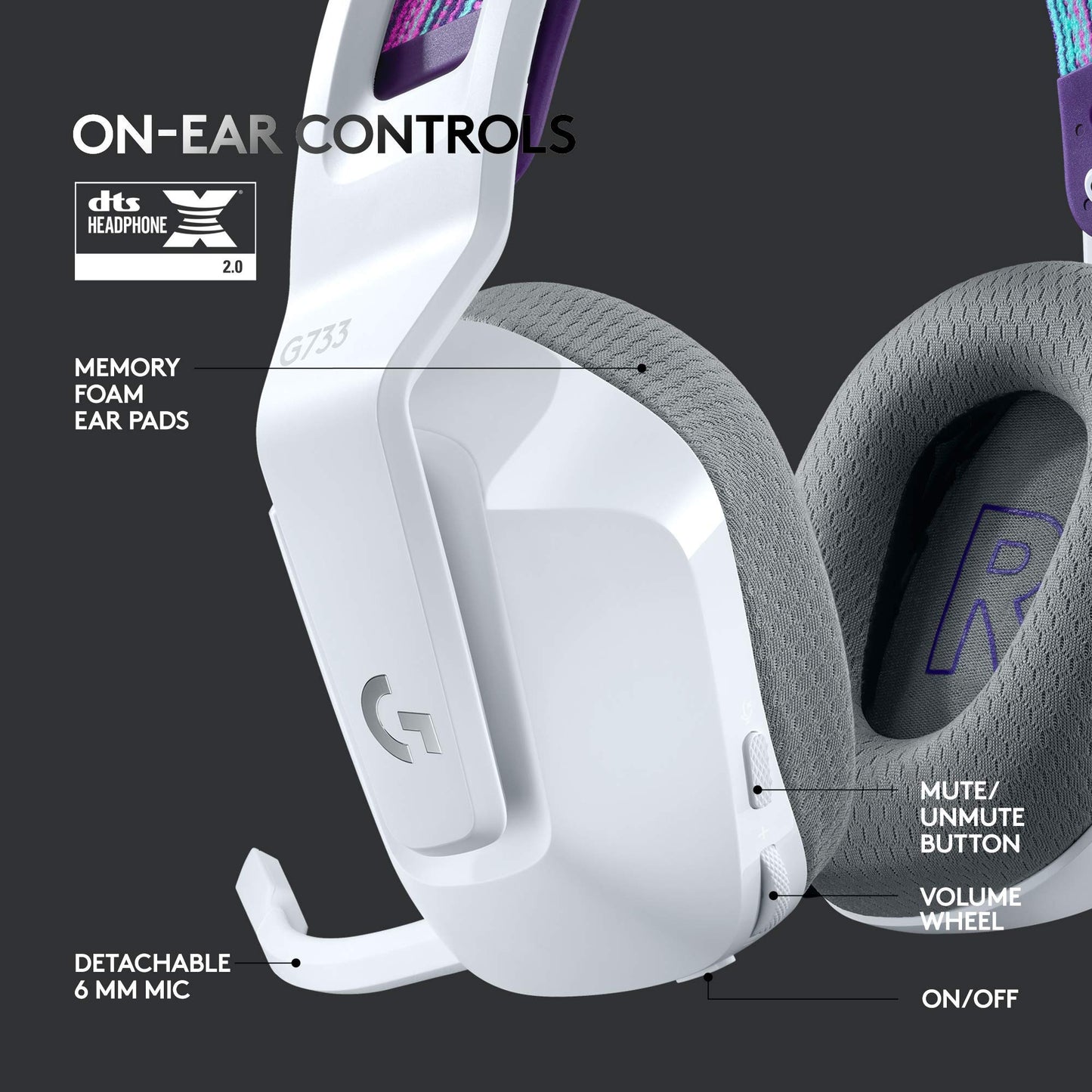 Logitech G733 Lightspeed Wireless Gaming Headset - White