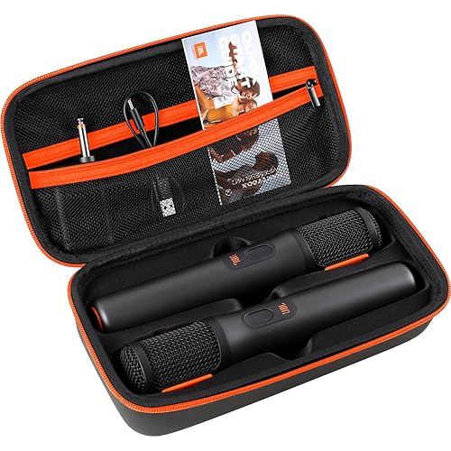 MAILADA Wireless Microphone Case For JBL Wireless Two Microphone System Handheld Dual Mic Travel Bag for Singing or Karaoke for Receivers, Adapters