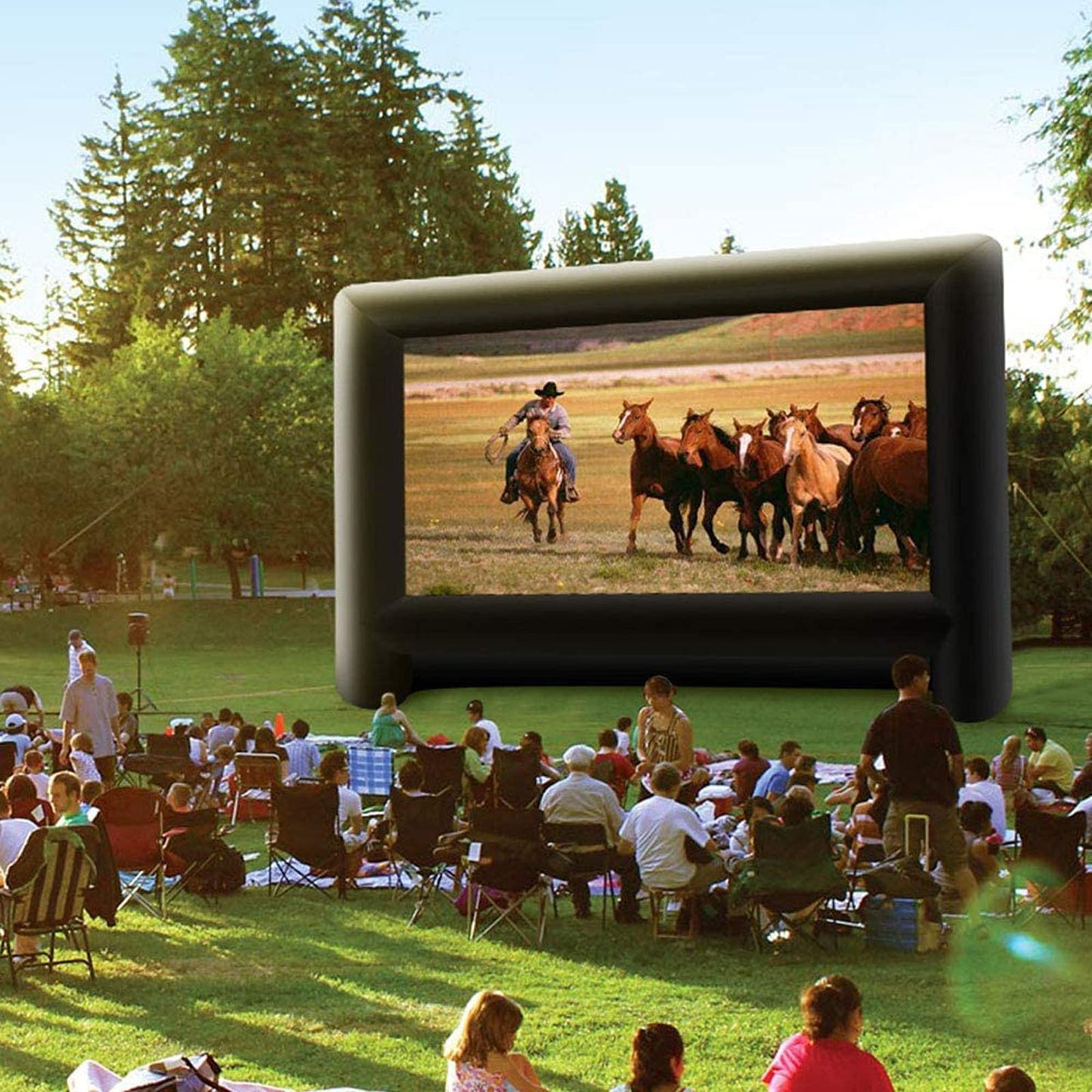 GYUEM 18 feet Inflatable Outdoor Projector Movie Screen - Package with Rope, Blower, Tent Stakes - Portable, Great for Outdoor and Indoor Party Watch