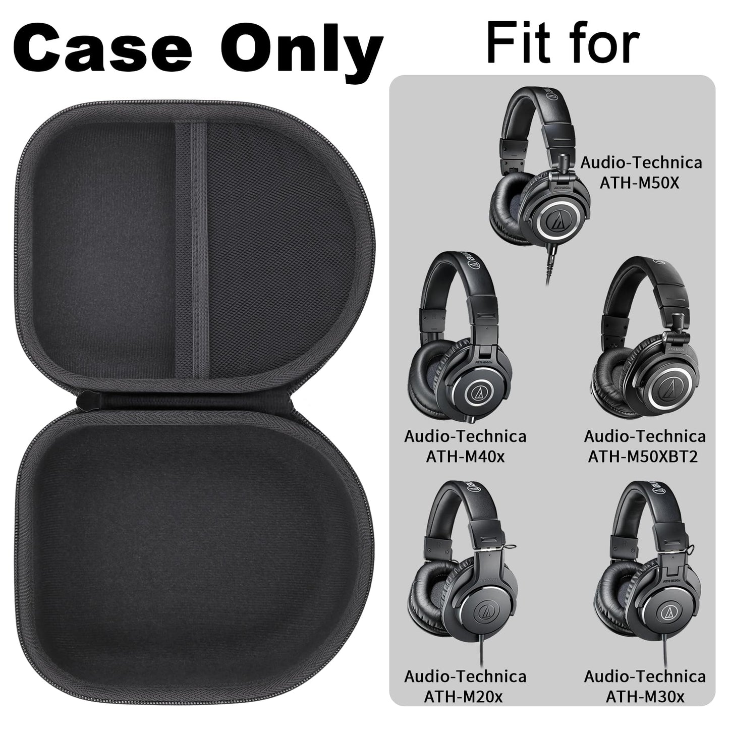 khanka Headphone Case for Audio-Technica ATH-M50X / ATH-M20X / ATH-M40X / ATH-M30X/ ATH-M50xBT2 / ATH-M50xBT2DS Studio Monitor Headphones,Case Only