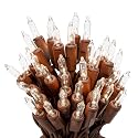 612 Vermont 35 Clear Mini Christmas String Lights on Brown Wire Cord, UL Approved for Indoor Use Only, 9 Foot of Lighted Length, 10 Foot of Total