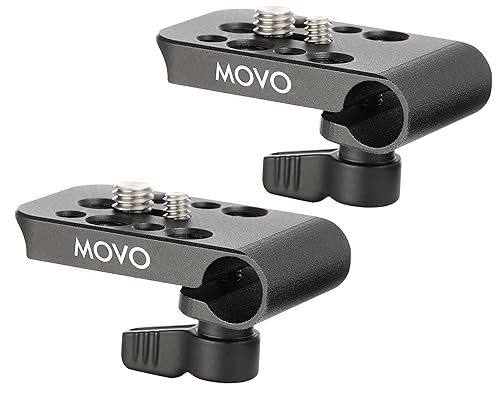 Movo CAB1000 15mm Modular Rod Clamp Adapter - Mounts Cameras, Monitors, Recorders to Rigs with Multiple 1/4" and 3/8" Male/Female Mounting Threads (2