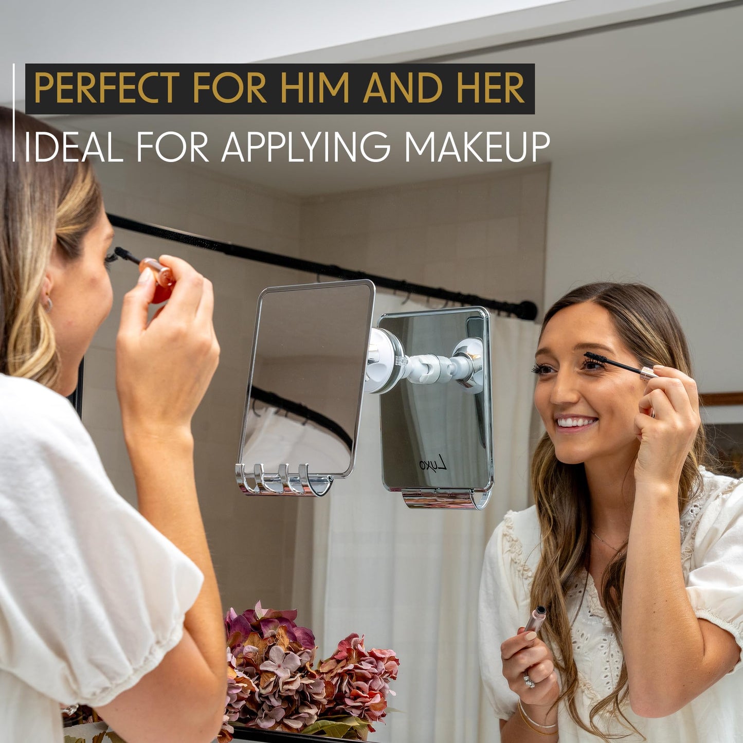 Luxo Fogless Shower Mirror – Shatterproof Mirror with Razor Holder & Suction Cup, Ideal for Shaving in Shower, Removable & Durable