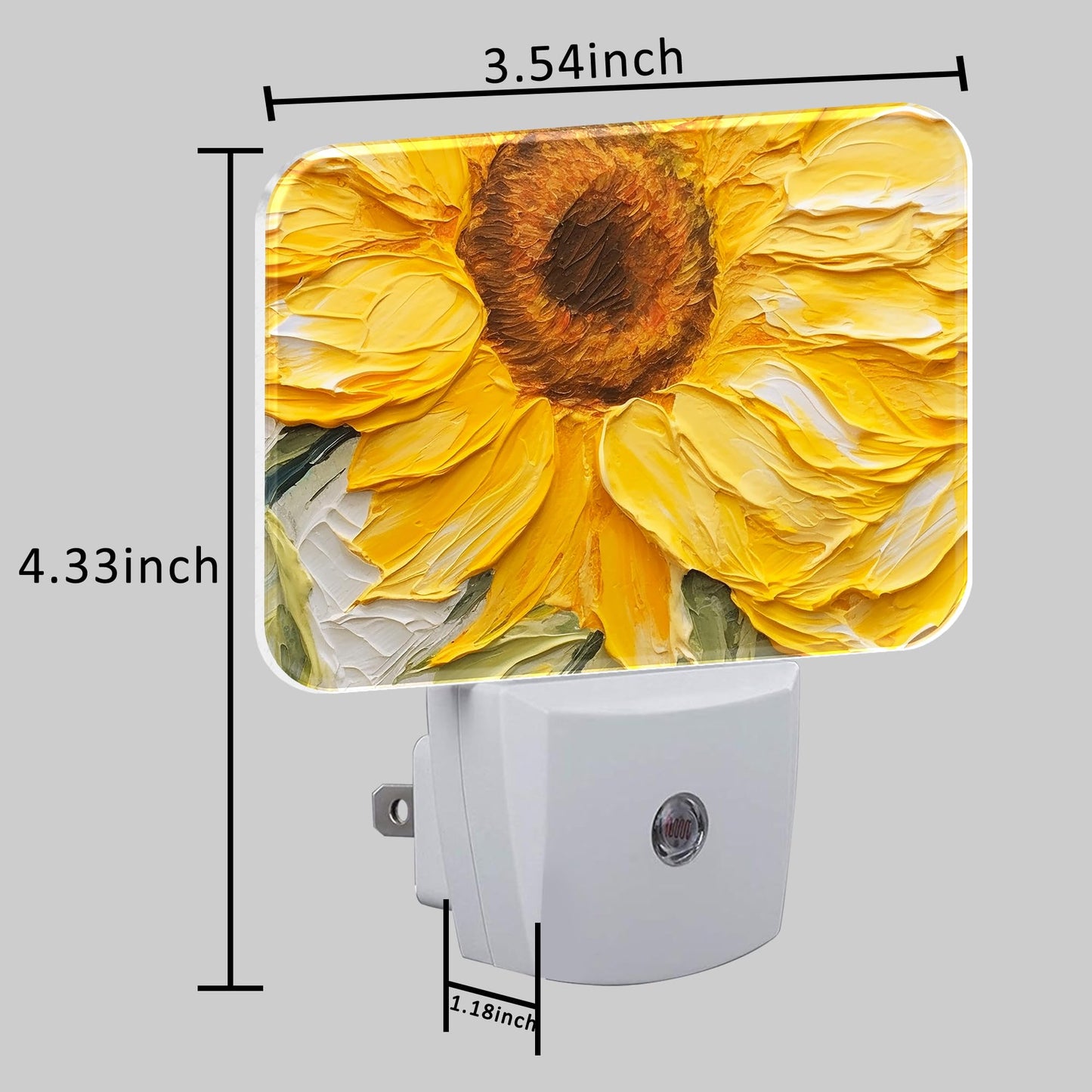 Uiaoiais Sunflower Oil Painting Night Light Plug into Wall, Sunflower Night Light with Dusk to Dawn Sensor for Kid Girls Boys Women Men Bedroom