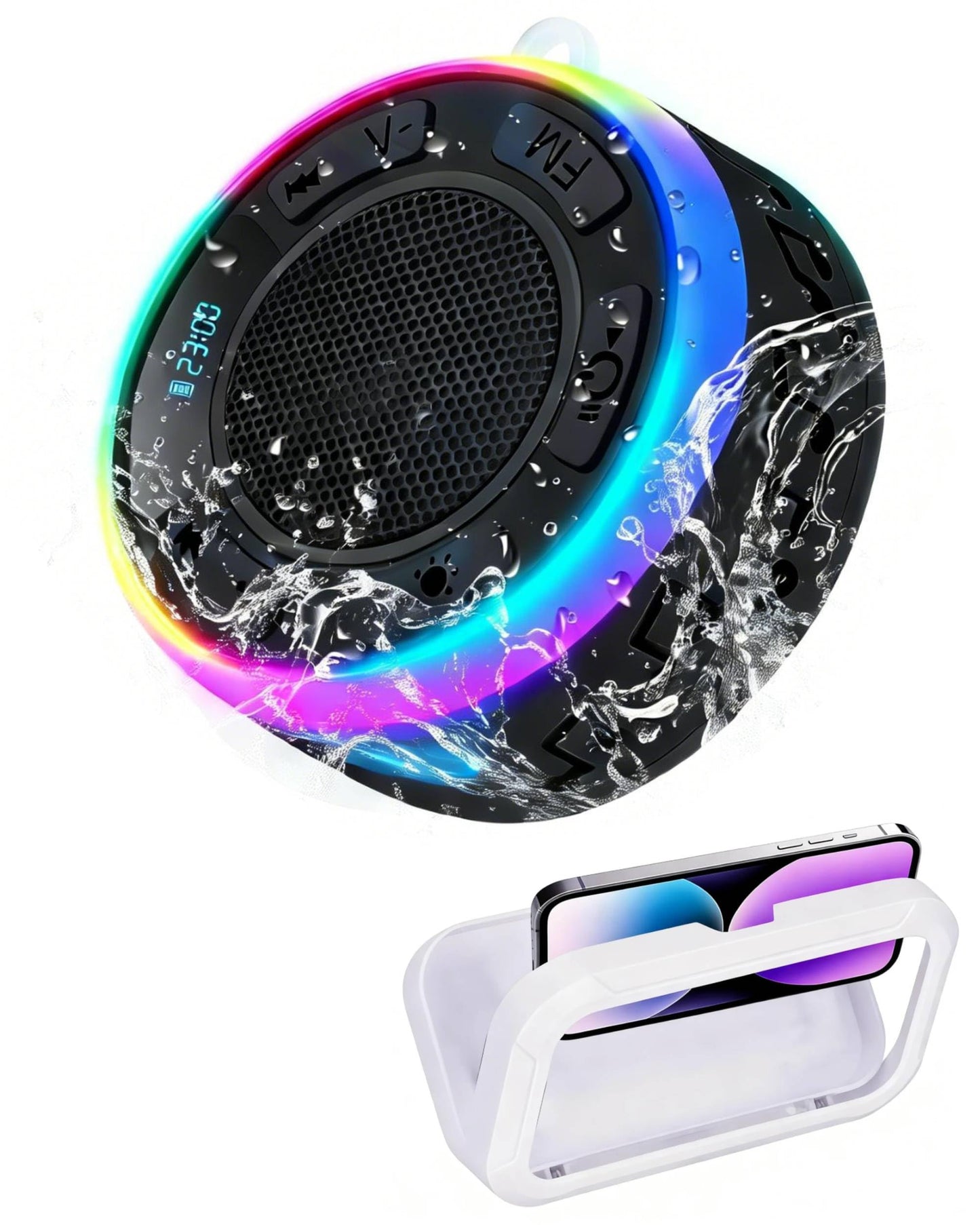 Seiyeje Shower Speaker Bluetooth Waterproof, Portable Wireless Bathroom Speaker with HD Sound & Deep Bass, IPX7 Waterproof Mini Speaker with Shower