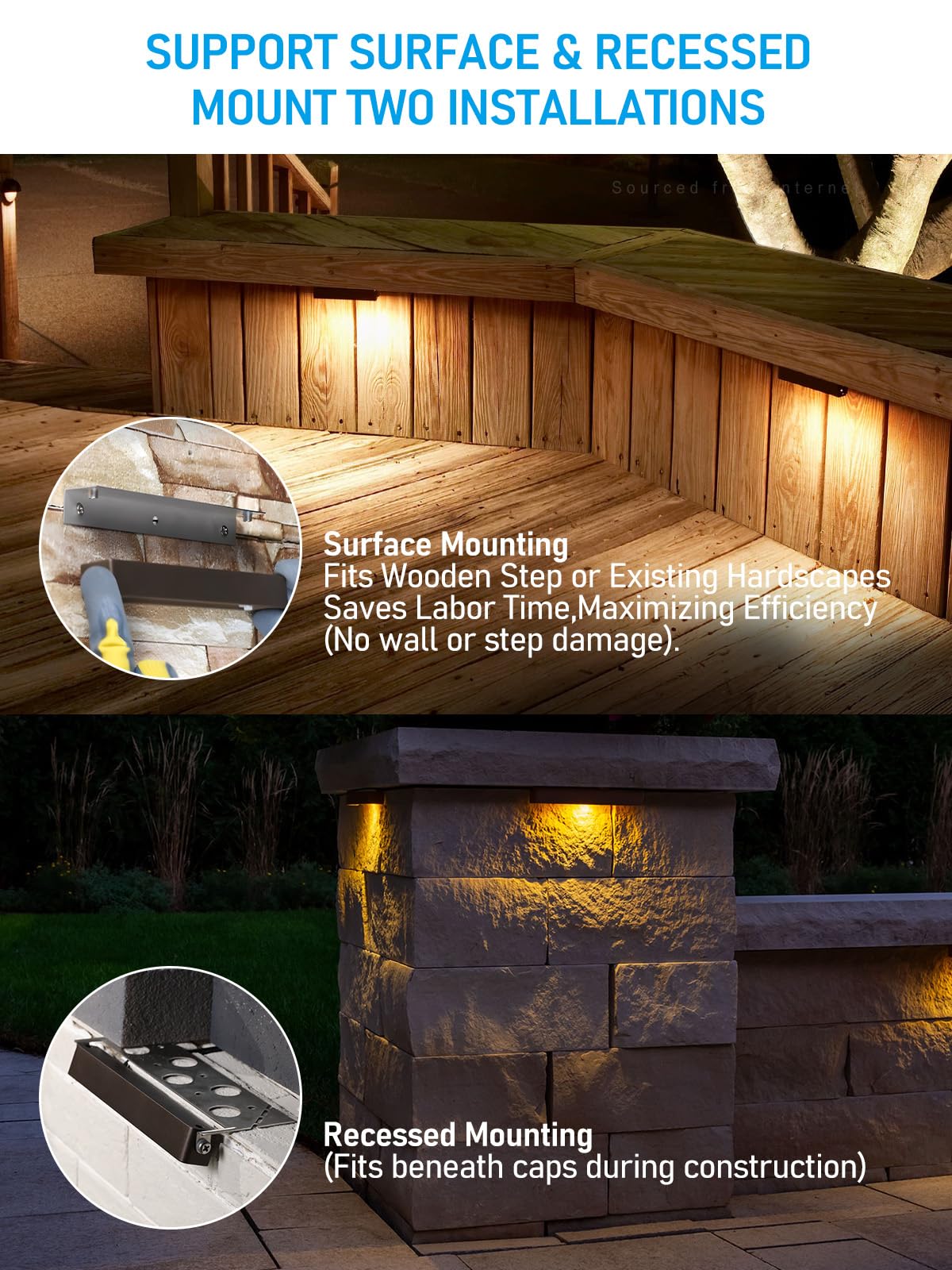 LEONLITE 7 Inch LED Hardscape Lighting, Update Retaining Wall Lights, LED Landscape Lighting, 12-24V AC/DC Paver Light Low Voltage, 3W/4W/5W Dimmable