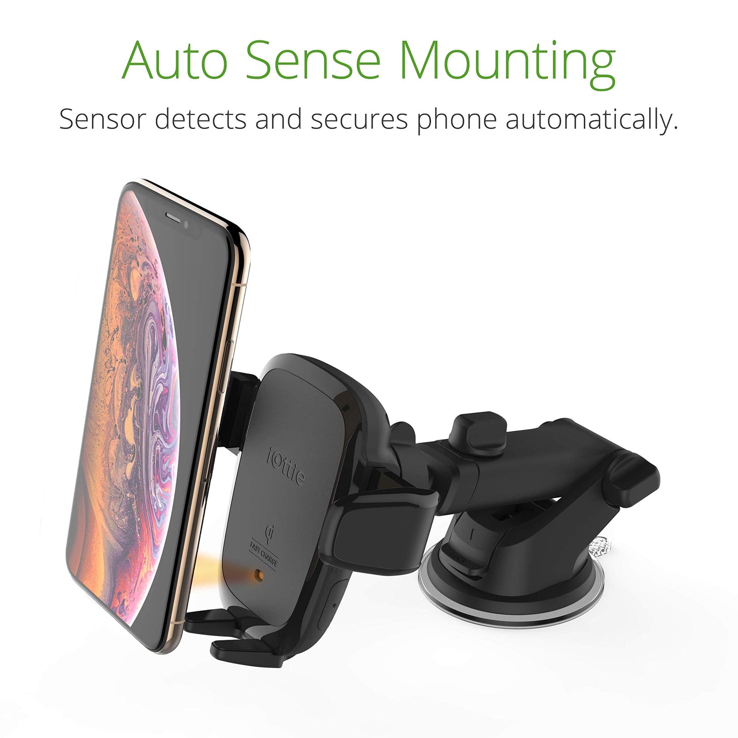 iOttie Auto Sense Qi Wireless Car Charger - Automatic Clamping Dashboard Phone Mount with Wireless Charging for iPhone, Samsung Galaxy, Google Pixel