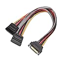 Cable Matters 3-Pack 15 Pin SATA Power Splitter Cable - 8 Inches, SATA Power Y-Splitter Cable