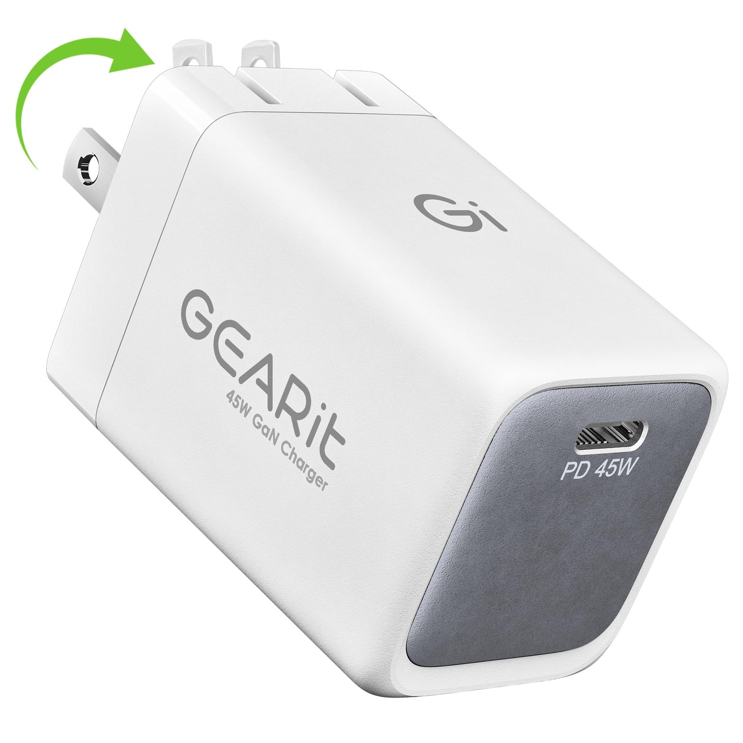GEARit Compatible with Apple, Samsung, iPhone, iPad | 45W USB C Charger Block | Foldable GaN Wall Charger Box | Fast Charging Wall Plug Power Adapter