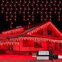 oopswow Christmas Icicle Lights Outdoor,300LED 33FT Christmas String Lights,Connectable Valentine's Day Lights with 30V Plug in for Valentine Wedding
