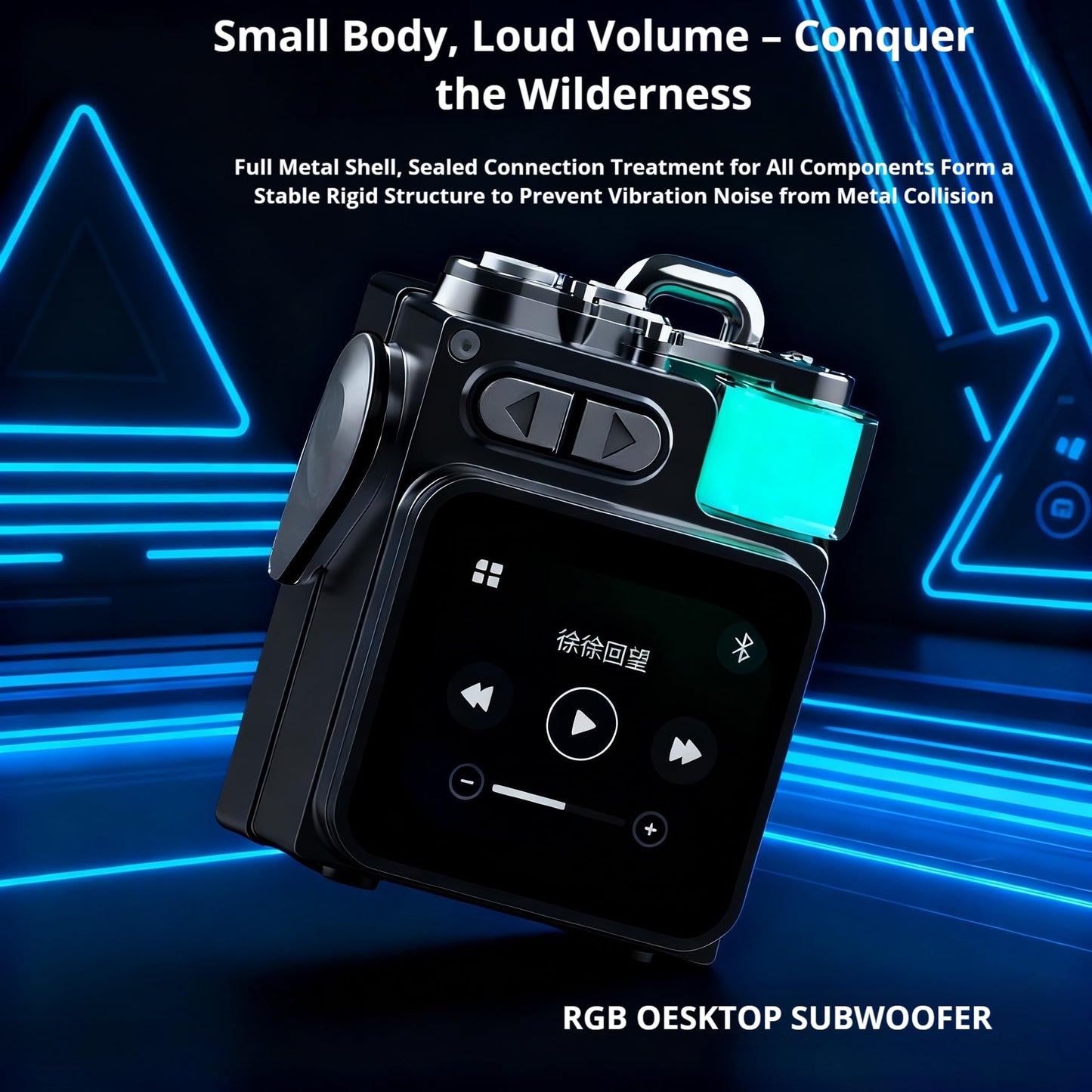 HaKaDeBe Portable RGB Gaming Speaker, LED Display, Bluetooth 5.4, 10W Output, IPX5 Waterproof, 4000mAh Battery, Black (RGB Version with Color Screen)