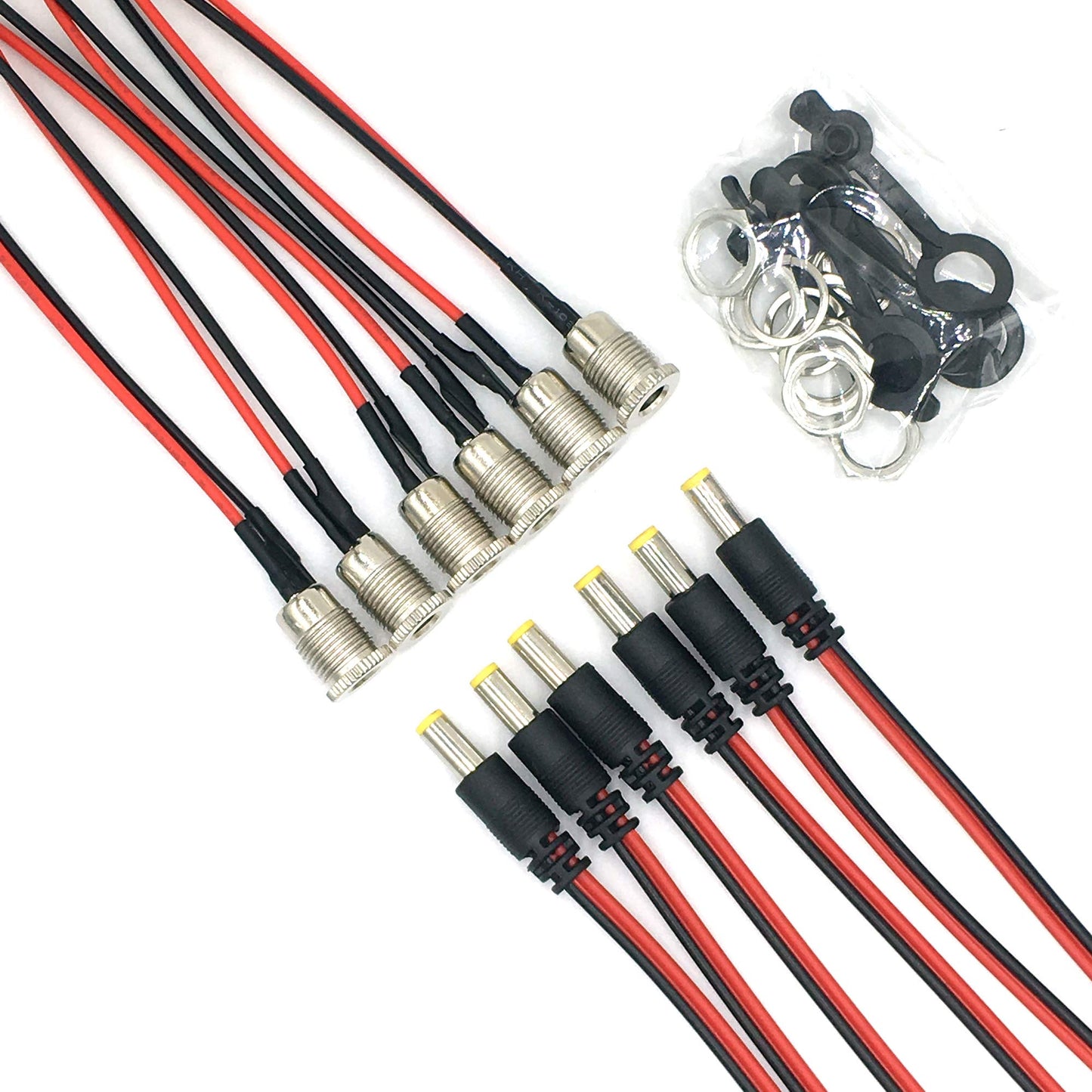 lkelyonewy 5.5 x 2.1 mm DC Power Jack Socket Threaded Female Panel Mount Connector Adapter with Dustproof Plug 6Pack