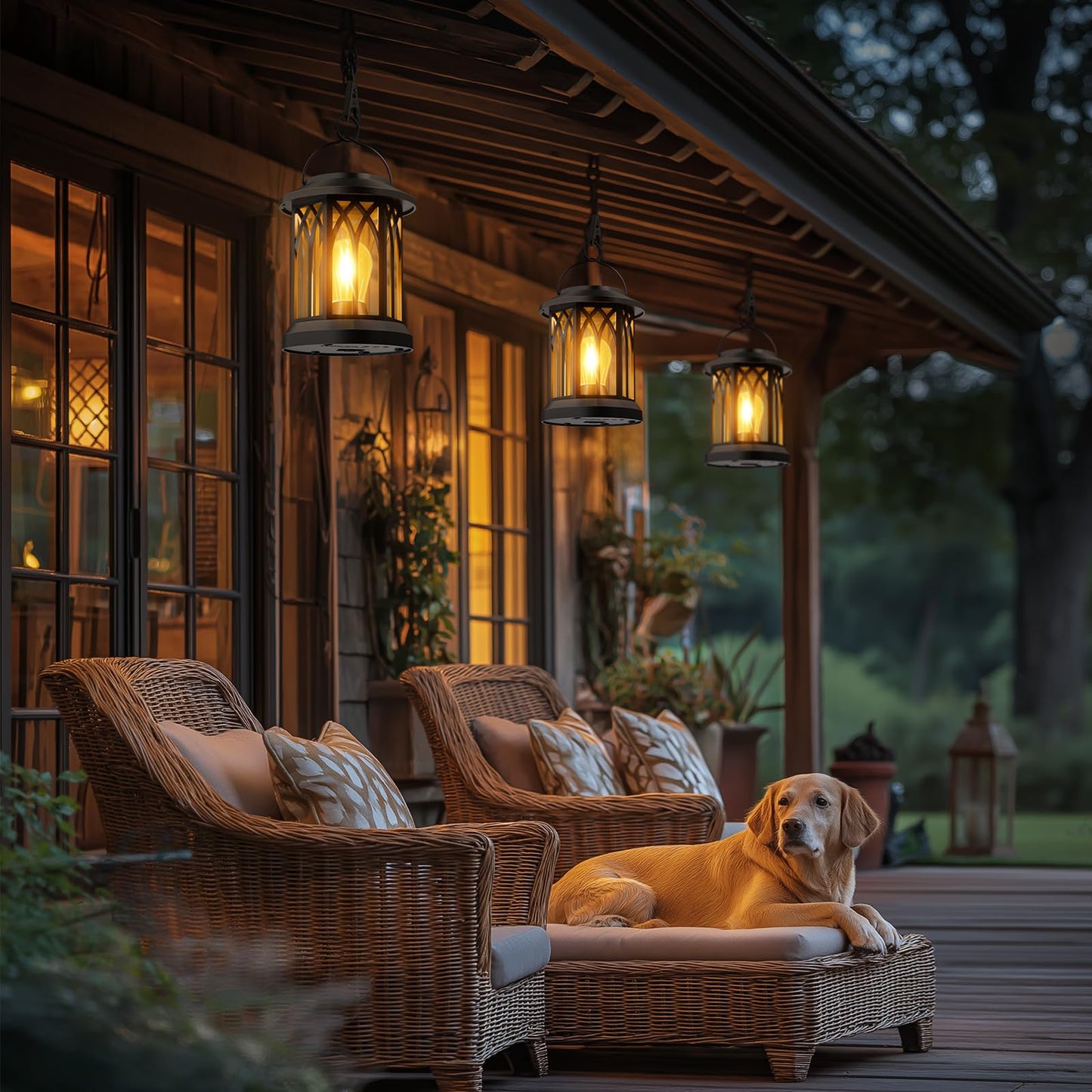 Hanging Solar Lanterns Outdoor Waterproof - 2 Pack Lanterns Decorative Outdoor Patio Decor with Clip Solar Lantern for Outside - Outdoor Lanterns