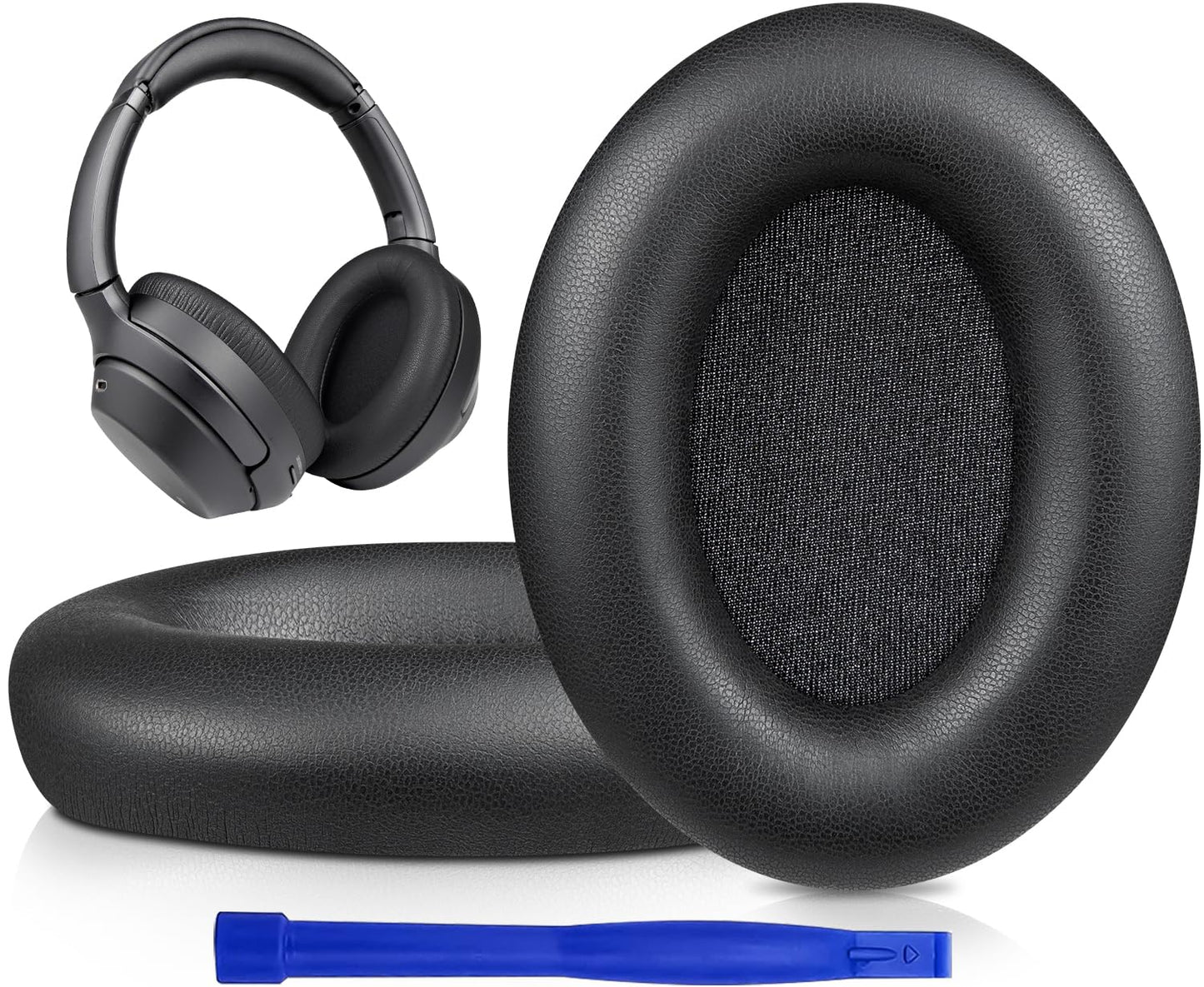 SOULWIT Earpads for Sony WH-1000XM3 Over-Ear Headphones, Softer Protein Leather, Noise Isolation Memory Foam, Added Thickness (Black)