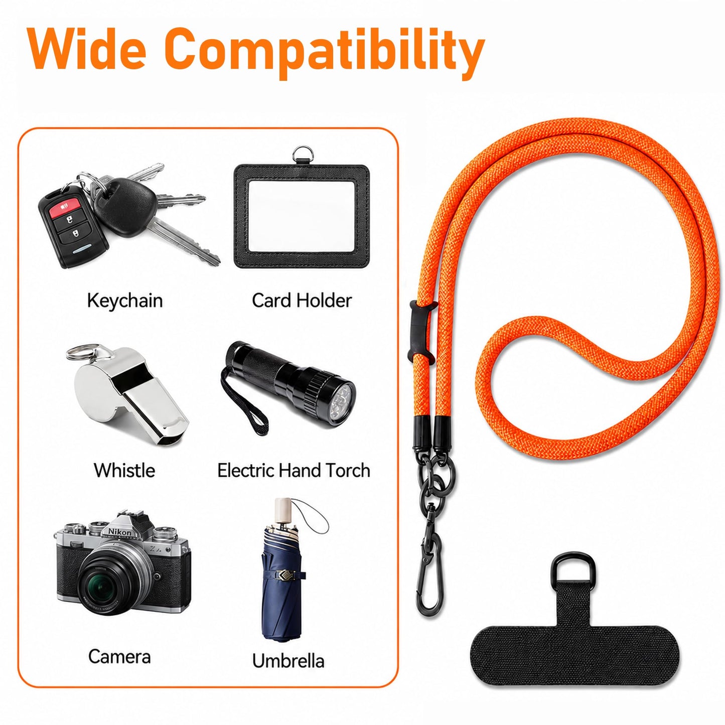 HOYAWU Phone Lanyard 4 Pack, 2 Long & 2 Short Neck Straps, 4 Phone Patches, Universal Phone Strap for Phone Cases, Keys, ID Badges, Cell Phone Lanyard