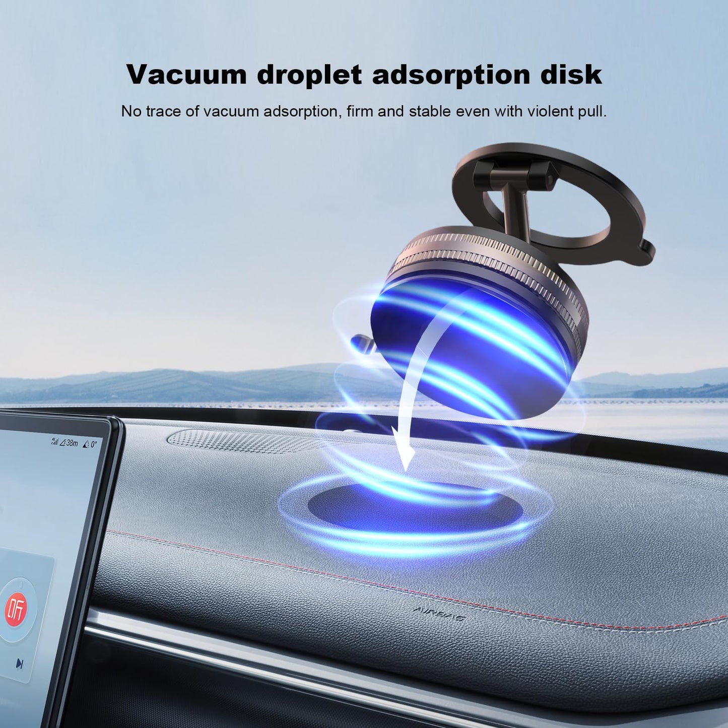 Nanogel foldable vacuum magnetic phone holder, washable strong suction cup holder, suitable for all smartphones, can be used on smooth surfaces such