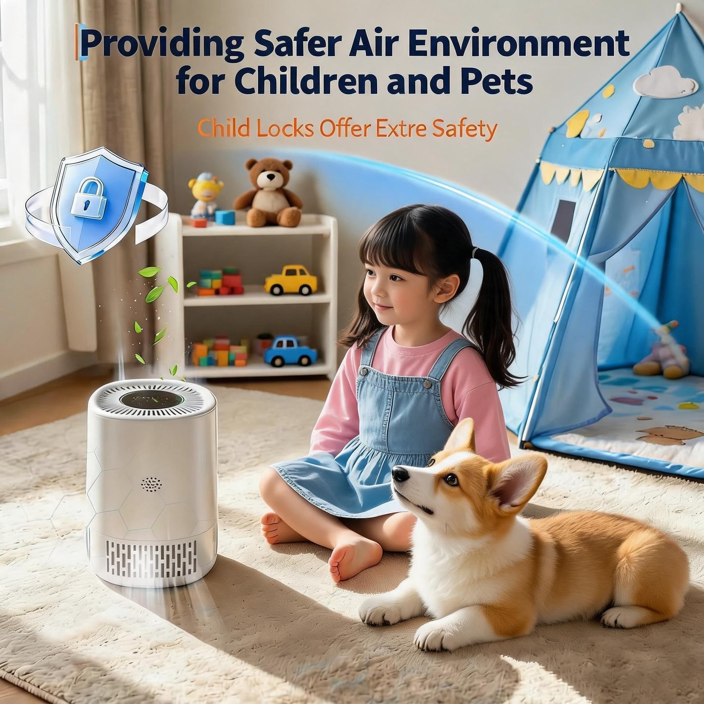 Air Purifier for Home Room Up to 1000Ft², HEPA Air Purifier with Washable Double-Sided Filters