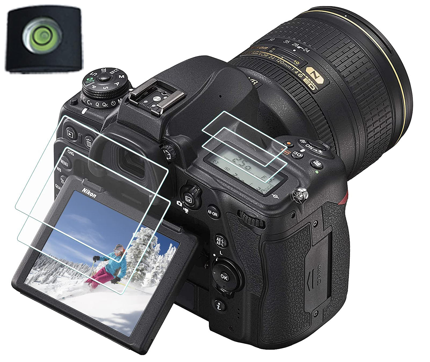 HUIPUXIANG D750 D780 Top+Screen Protector for Nikon D750 D780 Camera with Hot Shoe Cover,0.3mm High Definition 9H Hardness LCD Tempered Glass Film