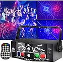 4-Lens Party Lights with Unique Blue Patterns - RGBW LED Background Strobe Light, Sound Activated DJ Stage Projector with Remote, USB Powered Rave