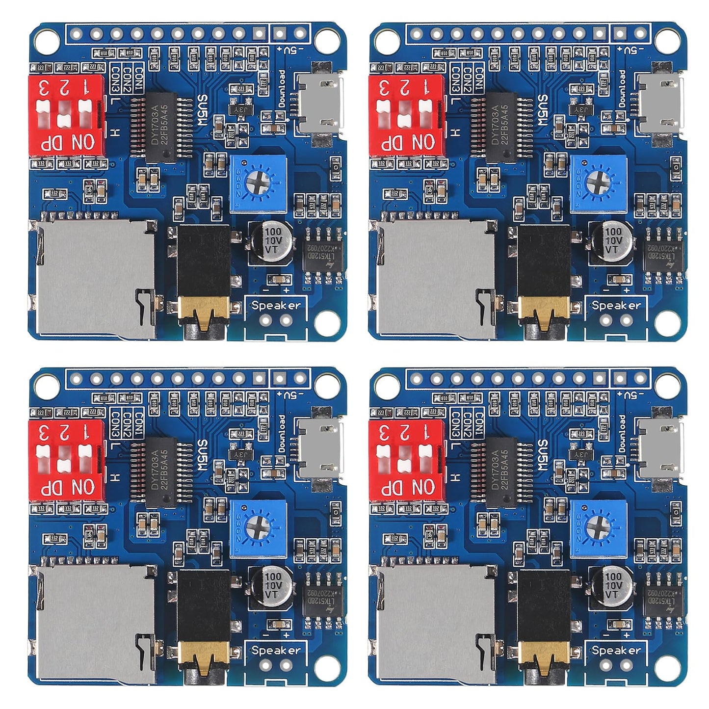 Diann 4pcs MP3 Voice Playback Module DY-SV5W Player Music Voice Board IO Trigger UART Serial Adapter Control Playback Module Sound Board Amplifier