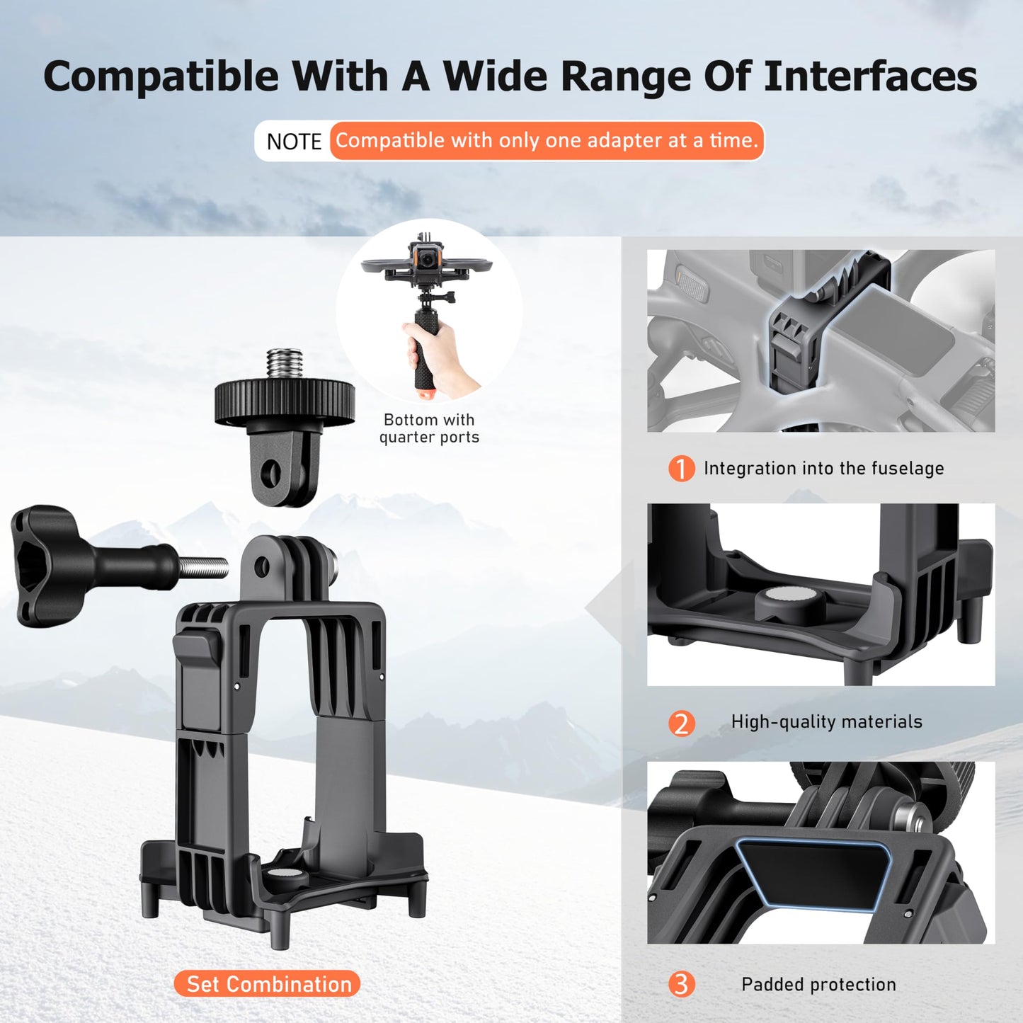 STARTRC PHOTO Avata 2 Camera Mount Extension Carry Mount with 1/4 Screw Adapter for DJI Avata 2 Accessories,Suitable for Action5 pro,for Gopro,Drone