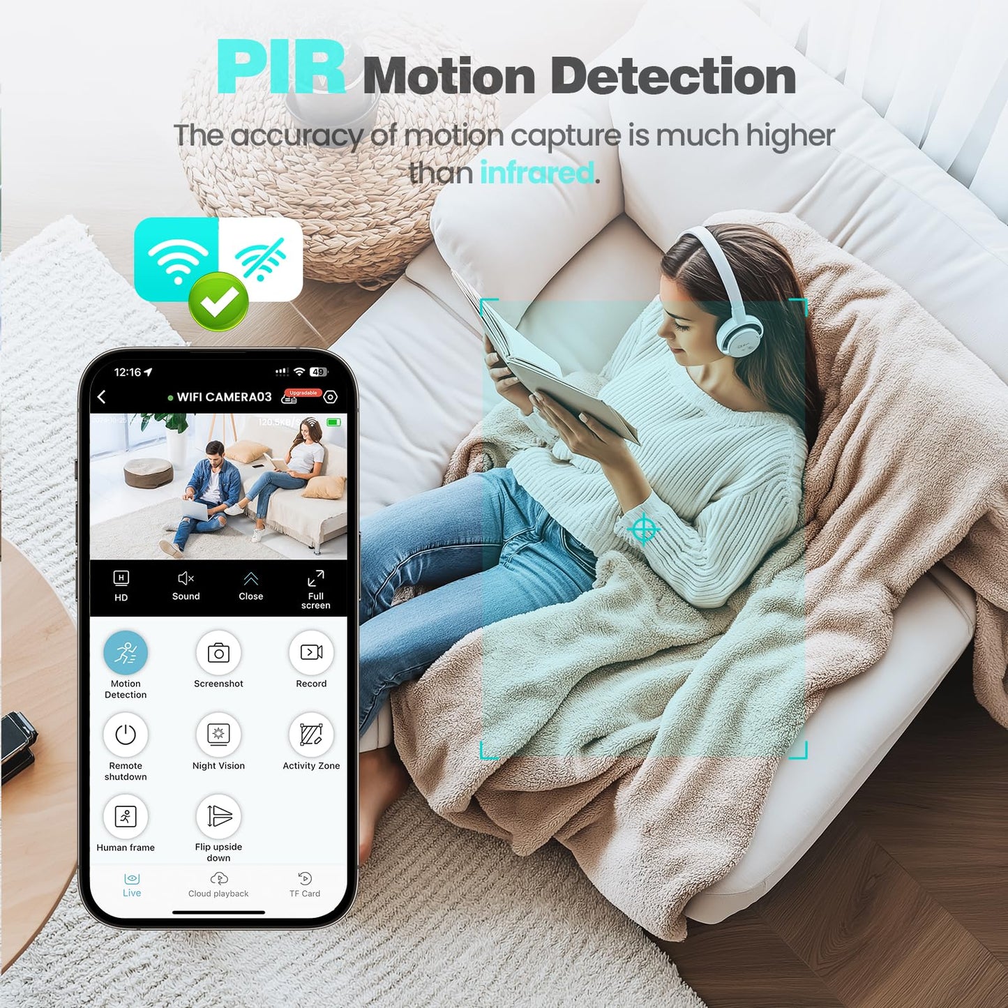 Braload Mini Camera, Nanny Cam for Home | Free Cloud & SD Storage, Works with/Without WiFi for Baby/Pet/Nanny Monitoring (Black)