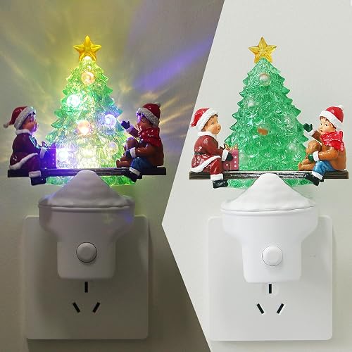 Yuxelulmai Christmas Tree Night Light Plug into Wall USB Portable Christmas Decorative Night Light Decoration for Kids Adults Bedroom Kitchen Living