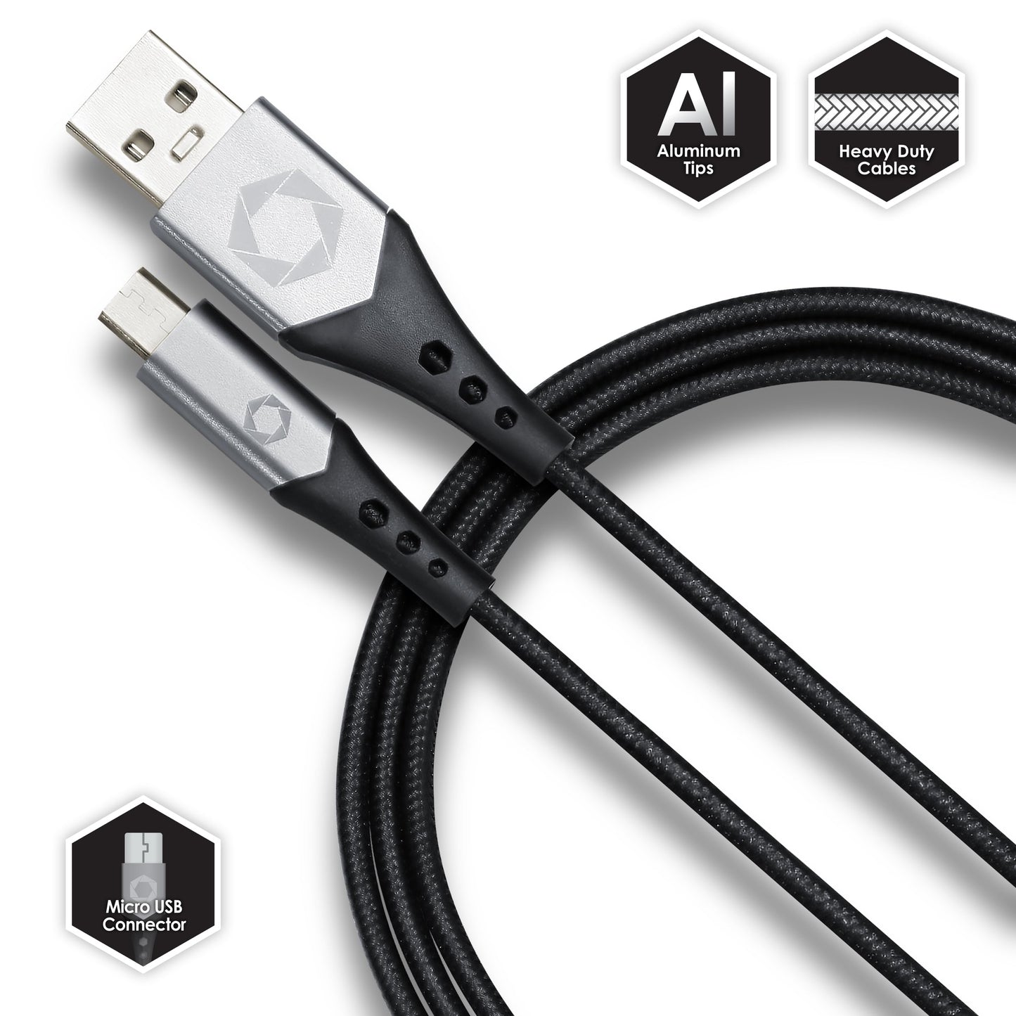 Celltronix Titanium 6FT Fast Charging Tangle Free Heavy Duty Micro to USB Cable. Built to Last! Includes Sync+Charge & Aluminum Tips for Optimum